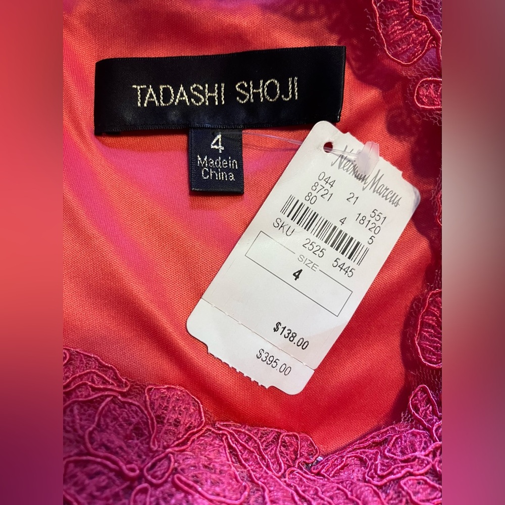 TADASHI SHOJI  CORDED EMBROIDERY ON TULLE CAP SLEEVE DRESS - Picture 5 of 14